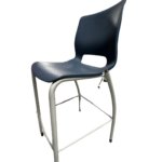 Navy Blue Plastic Stool with Silver Frame - Durable and Ergonomic Design