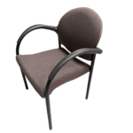 Textured Brown Upholstered Office Guest Chair with Armrests – Comfortable Reception Seating