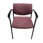 Burgundy Upholstered Guest Chair – Patterned Fabric with Black Frame