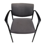 Black Upholstered Office Guest Chair with Armrests – Reception & Conference Seatin