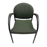 Dark Green Upholstered Office Guest Chair with Armrests – Comfortable Reception Seating