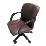 Burgundy Leather Office Chair with Black Frame - Ergonomic and Adjustable