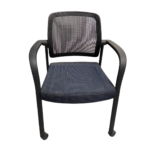 Black Mesh Office Guest Chair with Casters – Padded Seat & Armrests for Conference Rooms