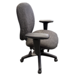 Gray Ergonomic Office Chair – Adjustable Armrests and Fabric Seat with Swivel Base