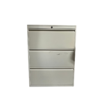 3-Drawer Lateral File Cabinet – Metal, Lockable, White Finish